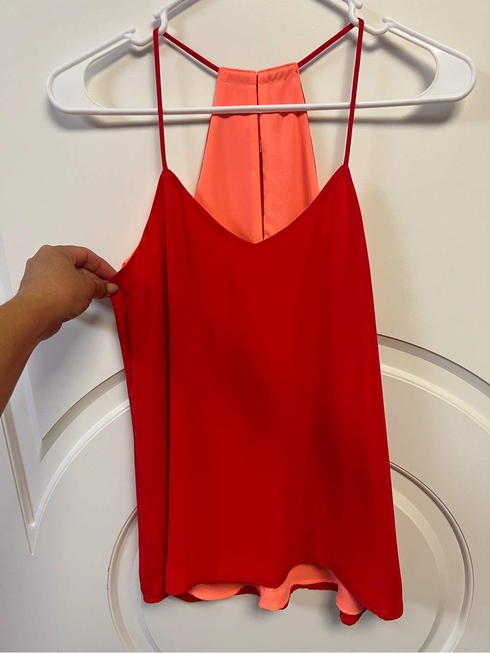 Women’s Red and Coral Spaghetti Strap Tank Top